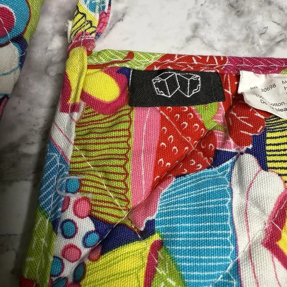 Two Lumps of Sugar Colorful Cupcake Theme Potholder Oven Mitt Set NWOT